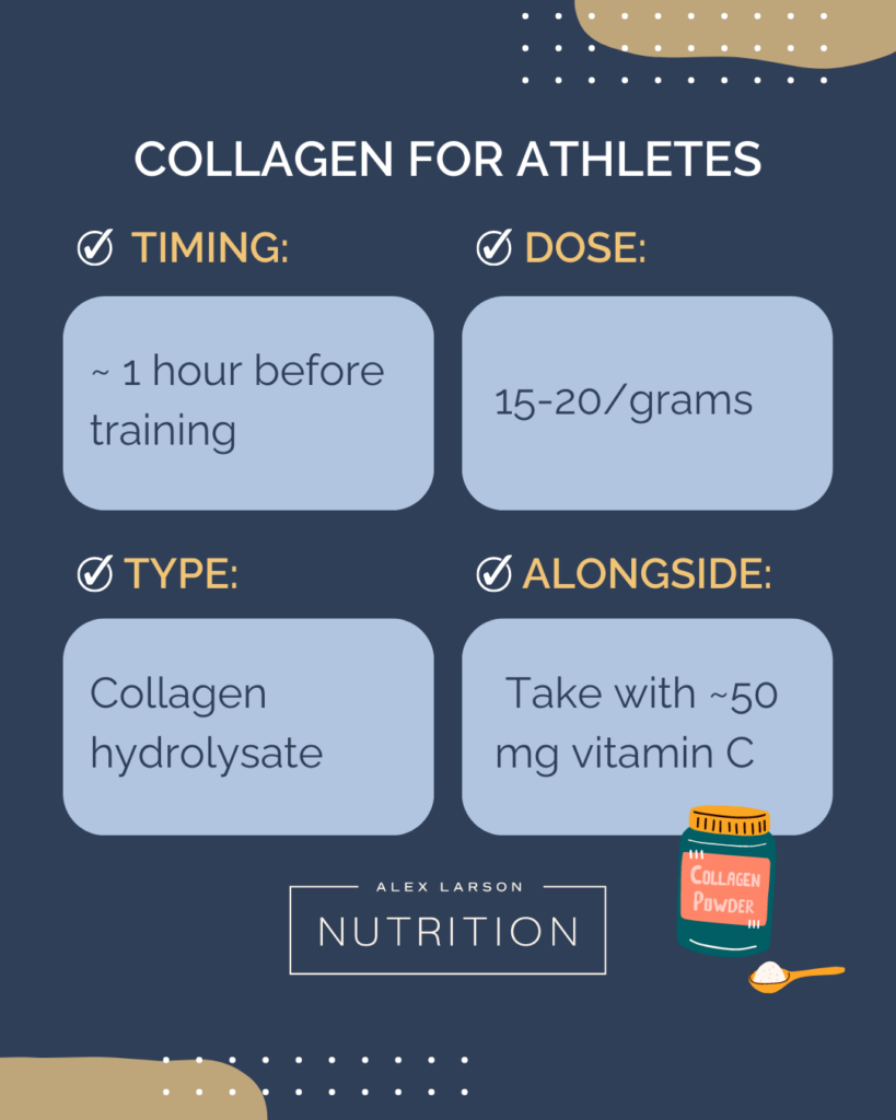 Collagen for athletes, doses and timing recommendations