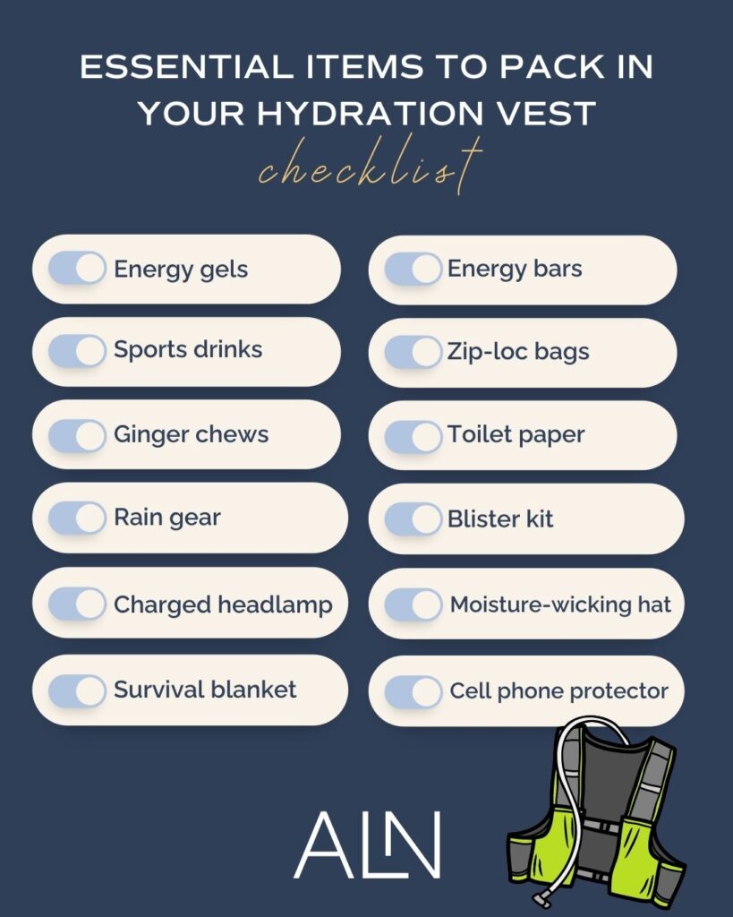 Essential items to pack in your hydration vest for ultra running nutrition