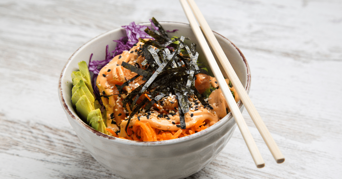 cooked salmon poke bowl